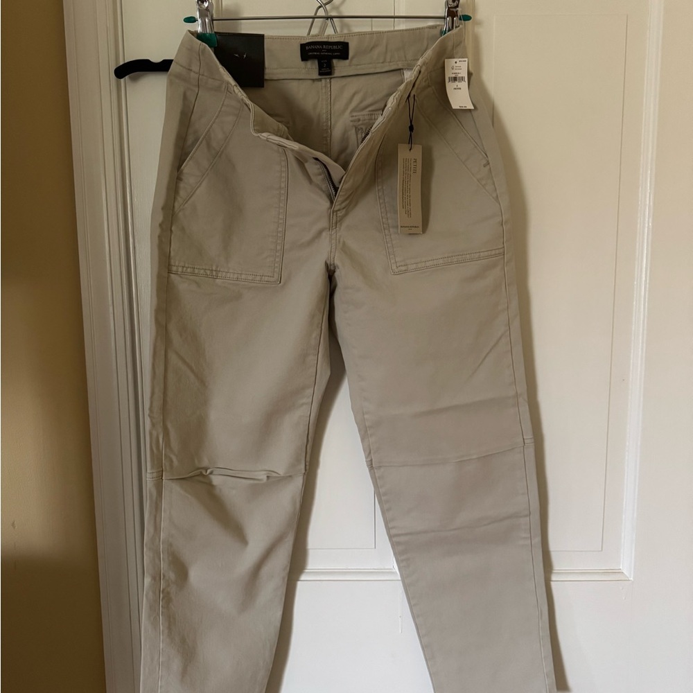 Banana Republic Tan Cropped Ankle Pants Cotton Blend